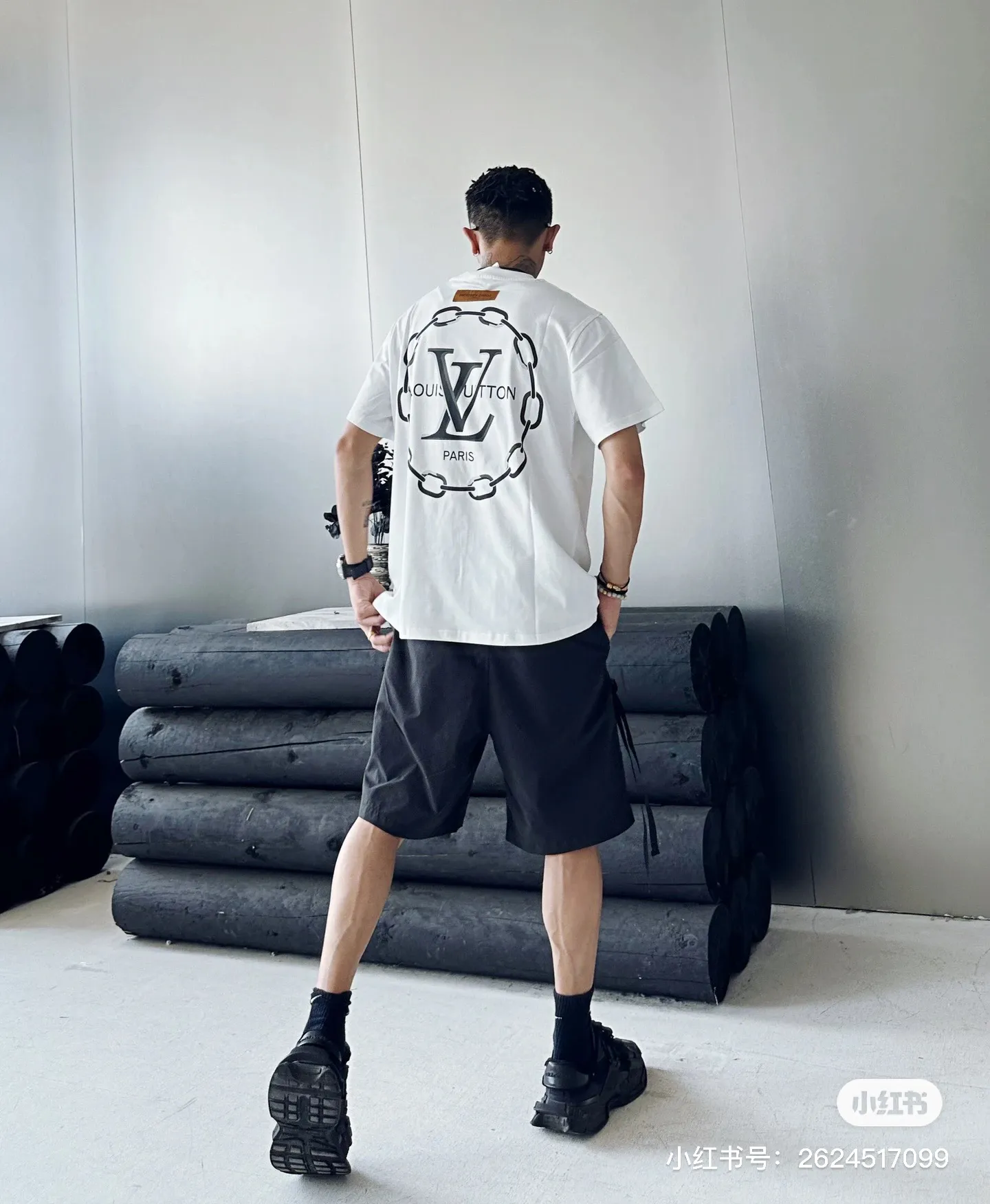 Louis Vuitton/Louis Vuitton 26ss chain letter logo printed short sleeves